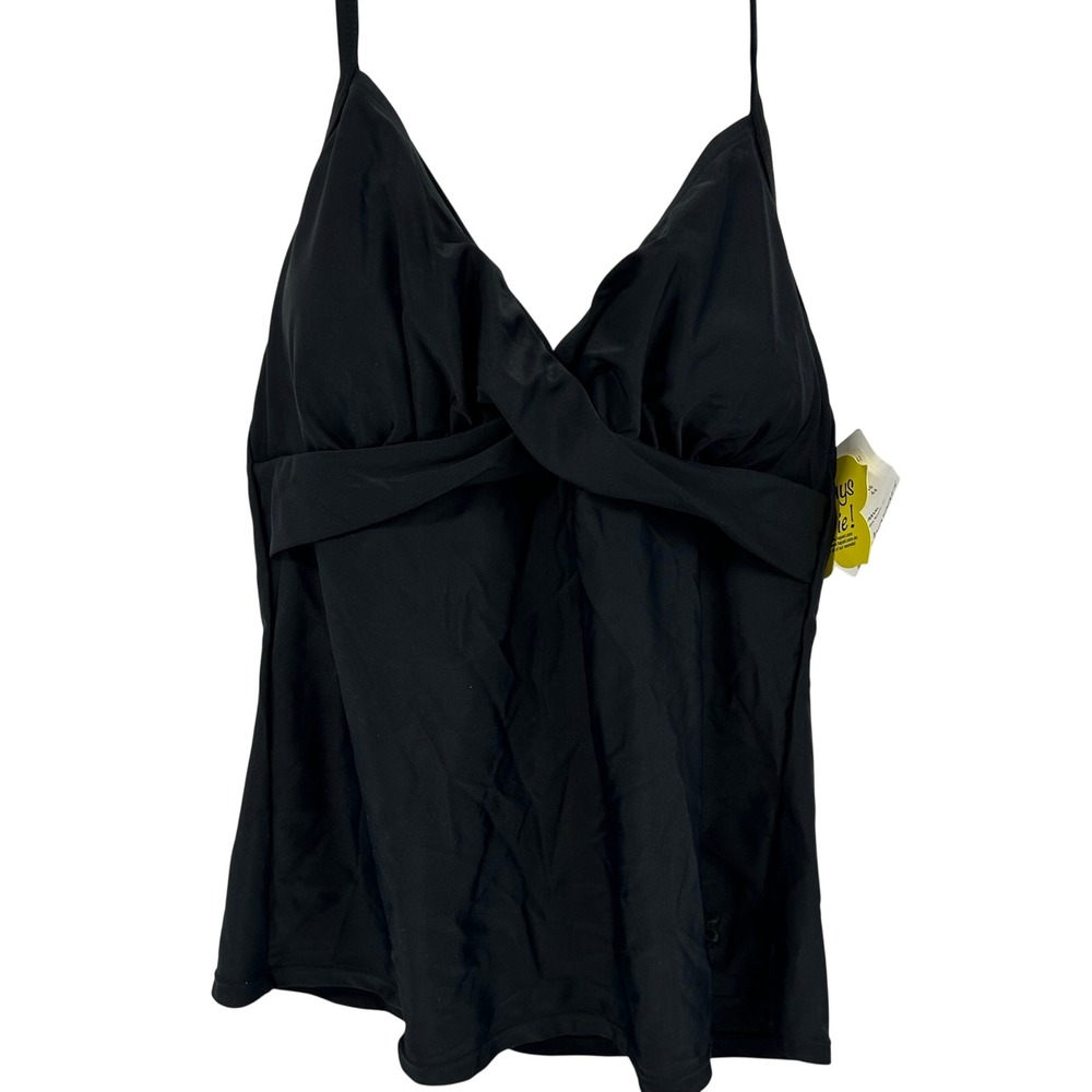 Hapari Twist Tankini Black Swim Top Adjustable‎ 3-Way Straps Size 16 XL NEW